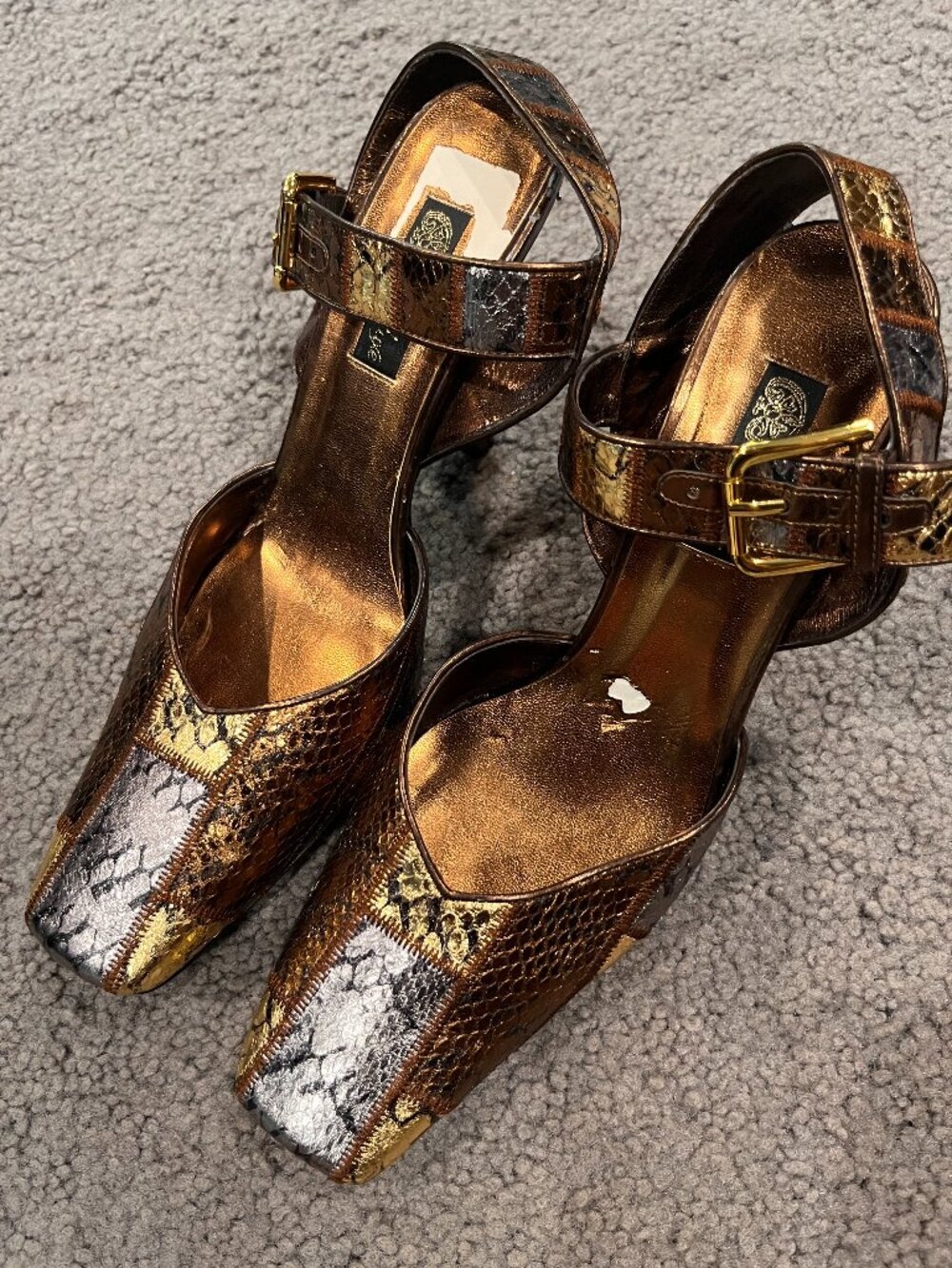 VINTAGE J. RENEE LUXE METALLIC PATCHWORK SNAKESKIN HIGH-HEELED SLINGBACK PUMP 11